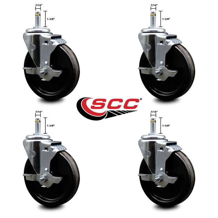 Service Caster 5 Inch Phenolic Swivel 7/16 Inch Grip Ring Stem Caster